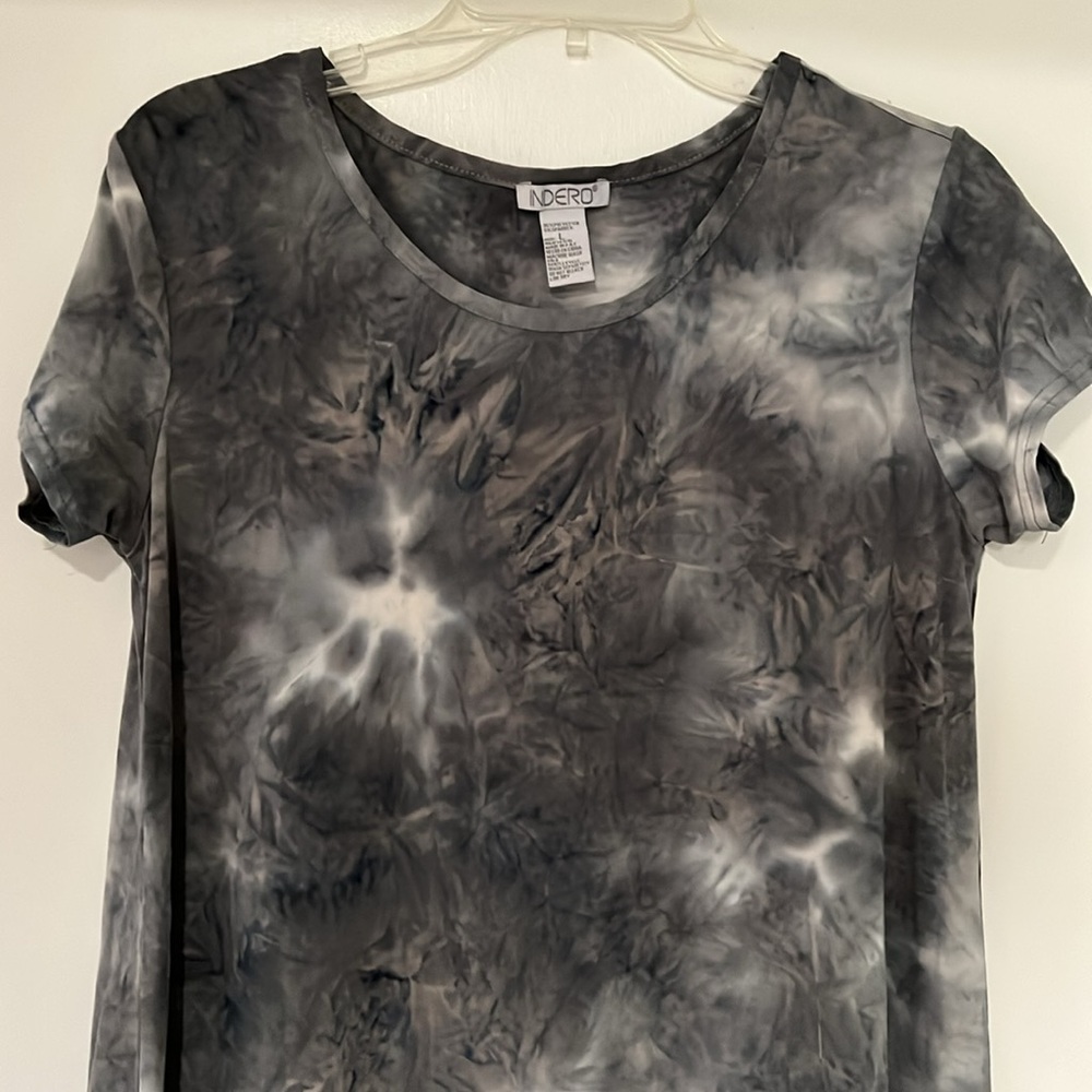 Indero Gray Blue Tie-Dye T-Shirt Dress Size Large